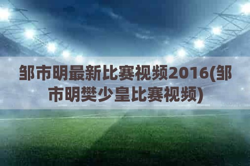 邹市明最新比赛视频2016(邹市明樊少皇比赛视频)